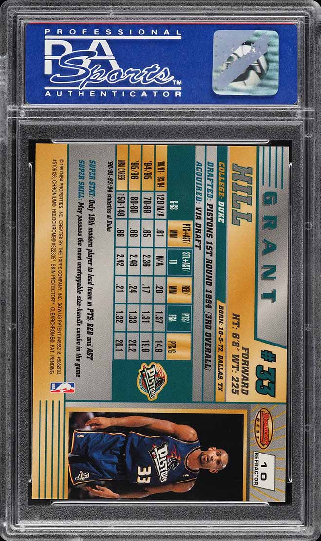 1996 Bowman's Best Refractor Grant Hill ROOKIE #10 PSA 10 GEM MINT