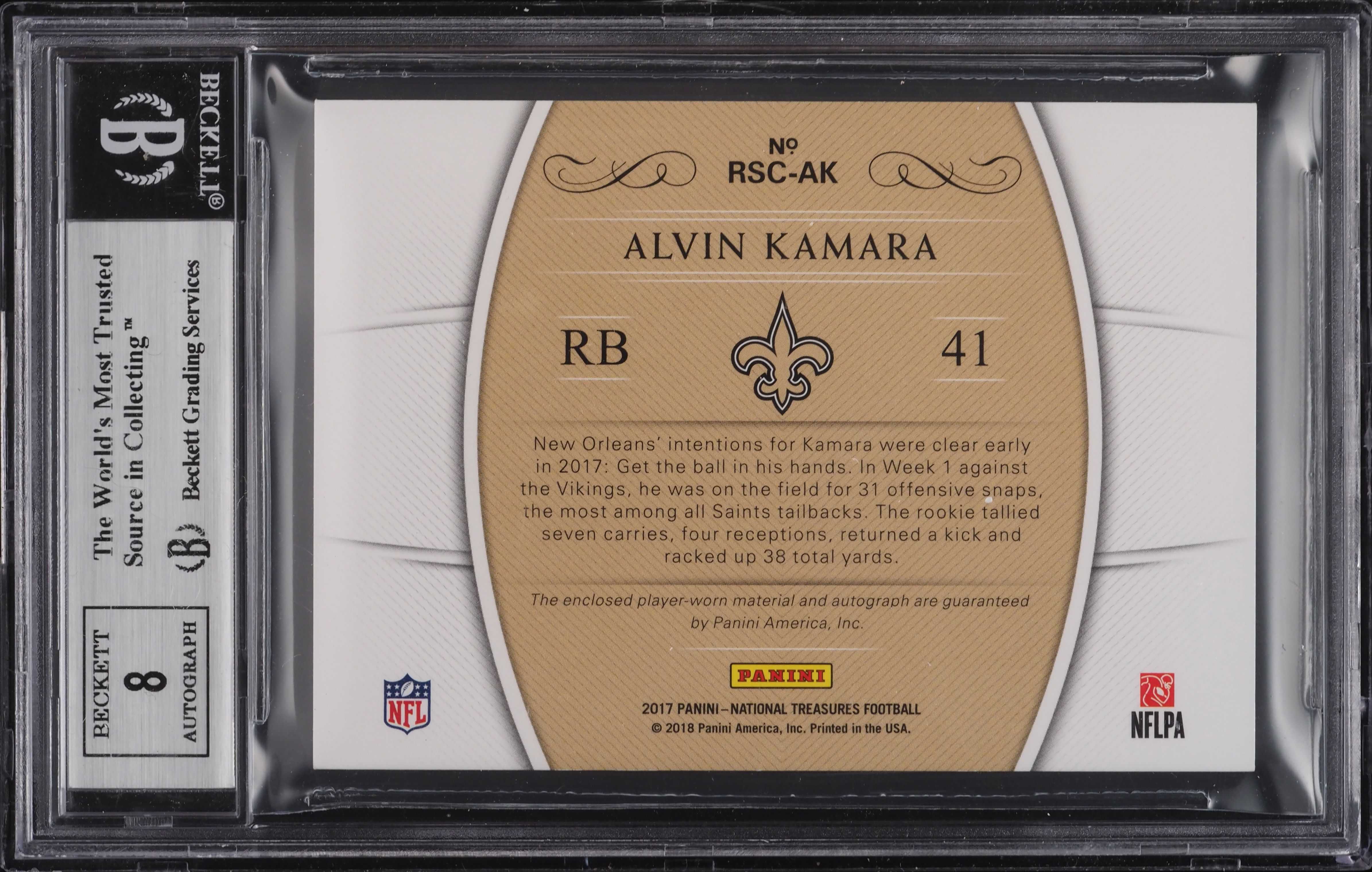 2017 National Treasures Alvin Kamara ROOKIE PATCH AUTO /25 #RSC-AK