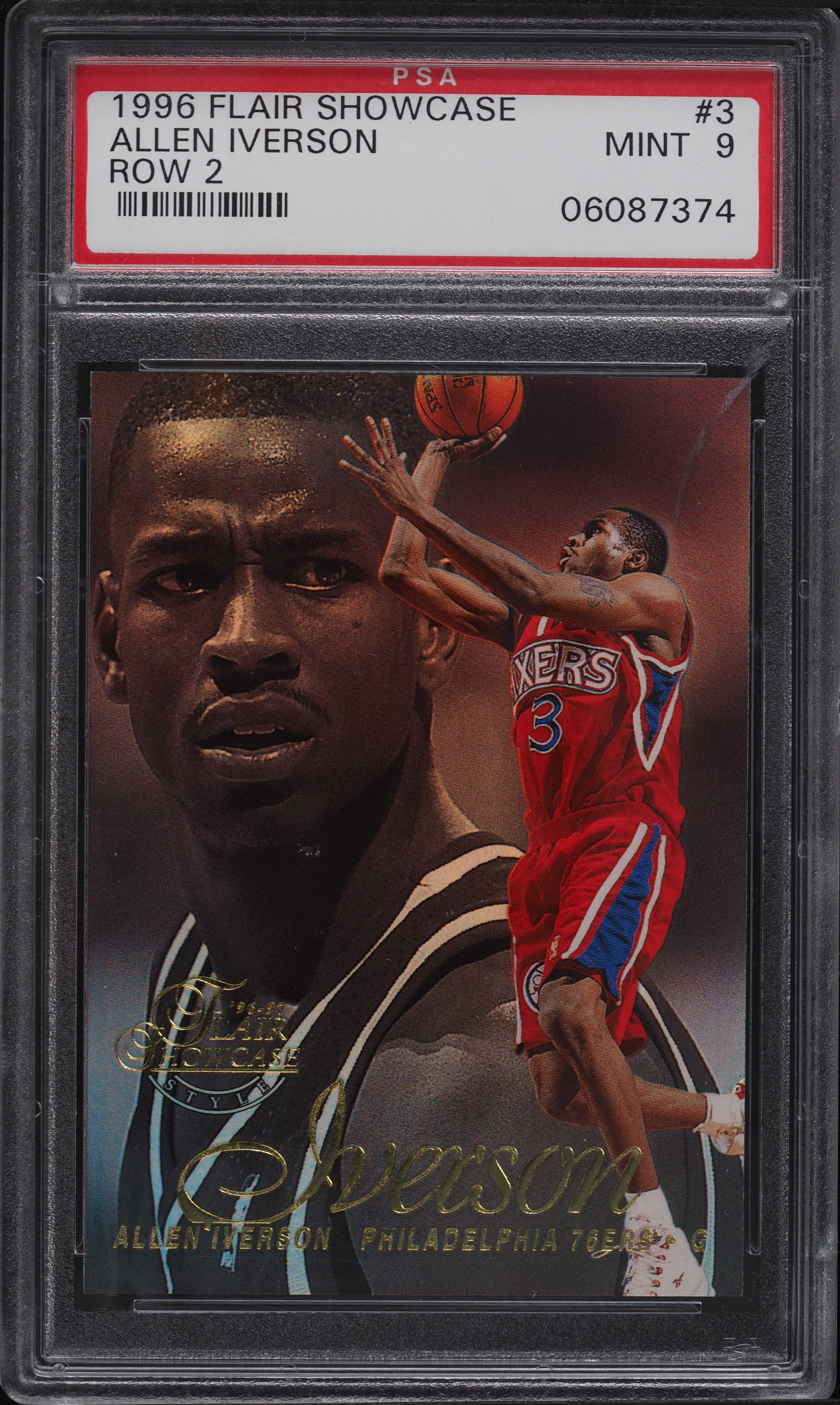 1996 Flair Showcase Row 2 Allen Iverson ROOKIE #3 PSA 9 MINT on