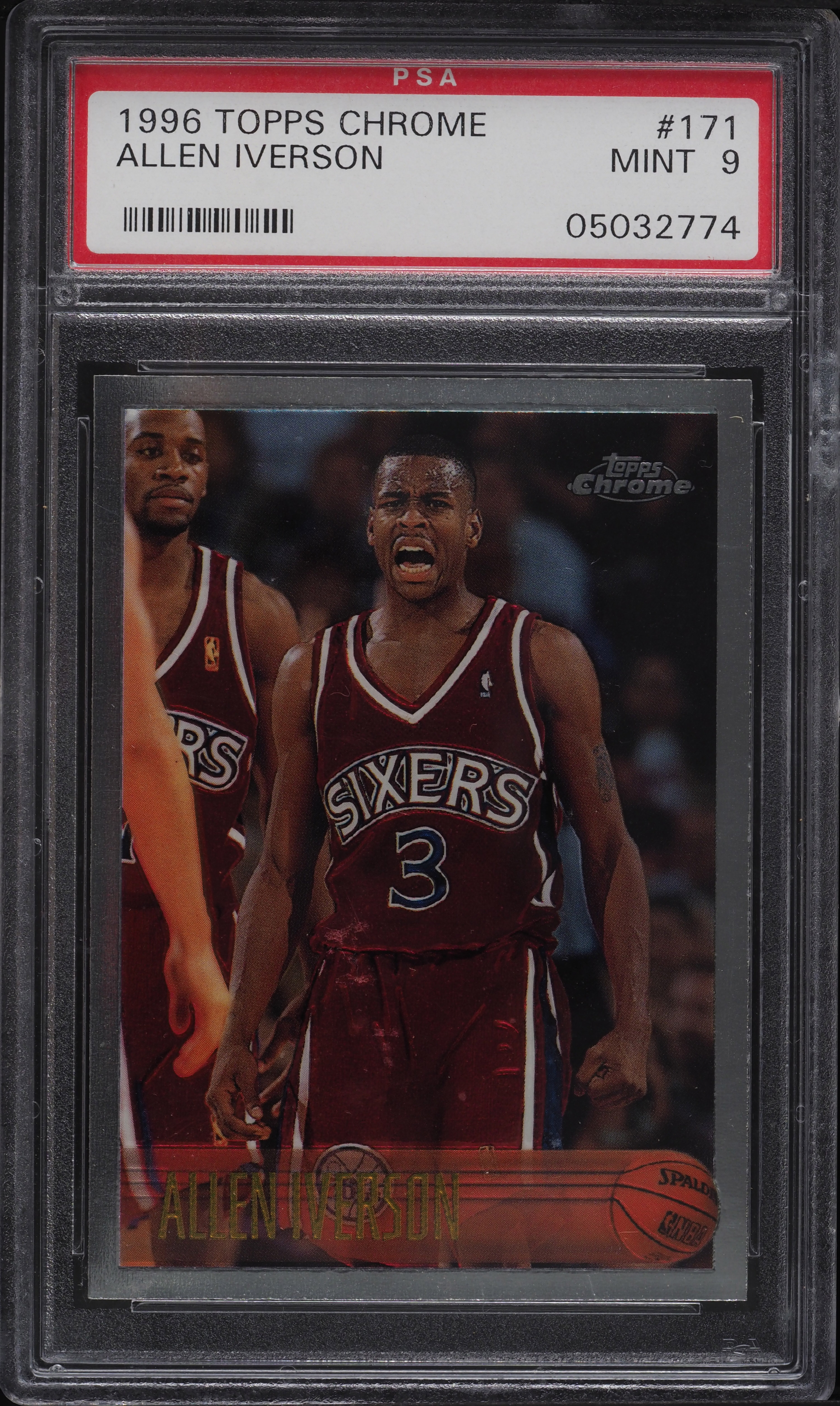 1996 Topps Chrome Allen Iverson ROOKIE #171 PSA 9 MINT on Fanatics