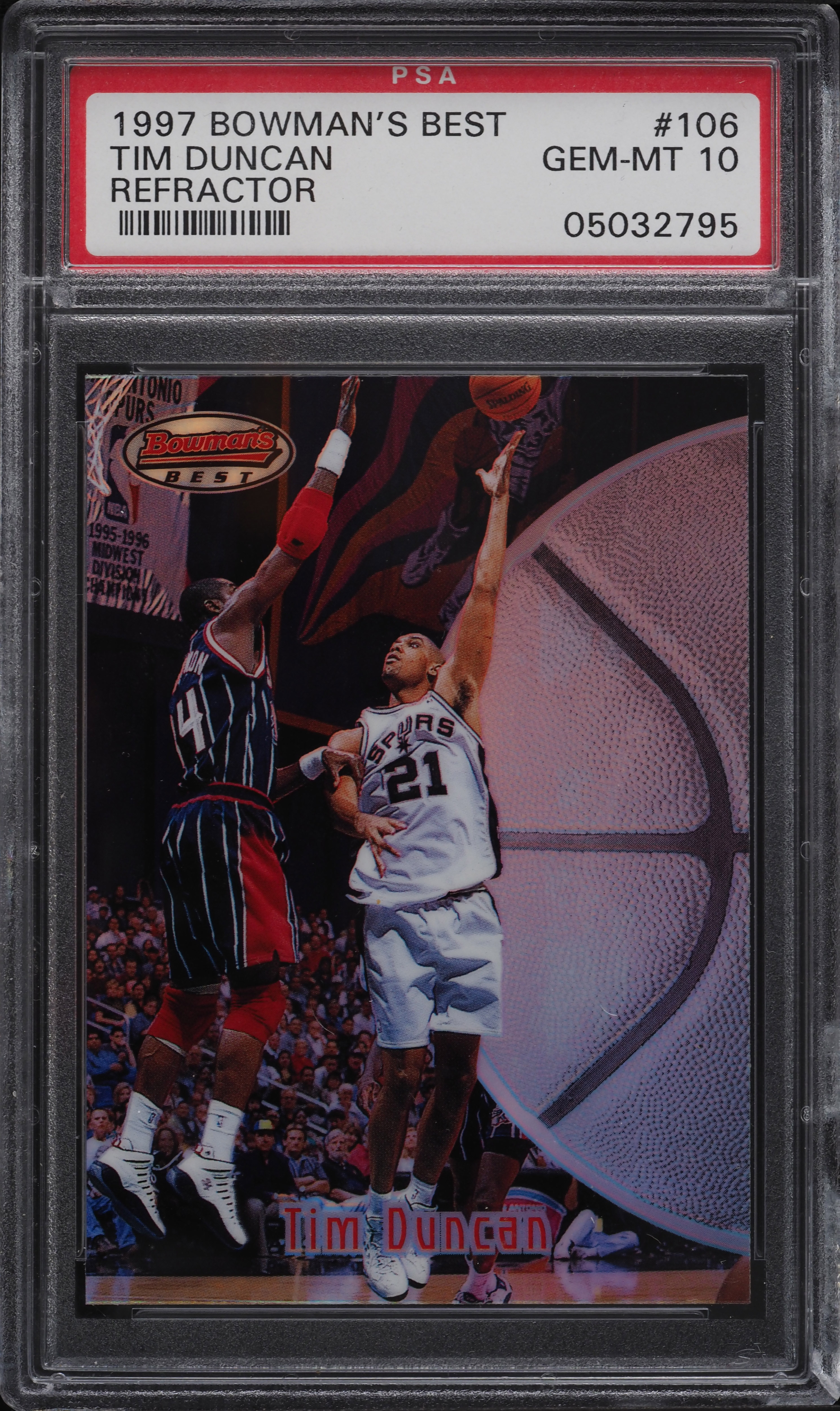 1997 Bowman's Best Refractor Tim Duncan ROOKIE #106 PSA 10 GEM