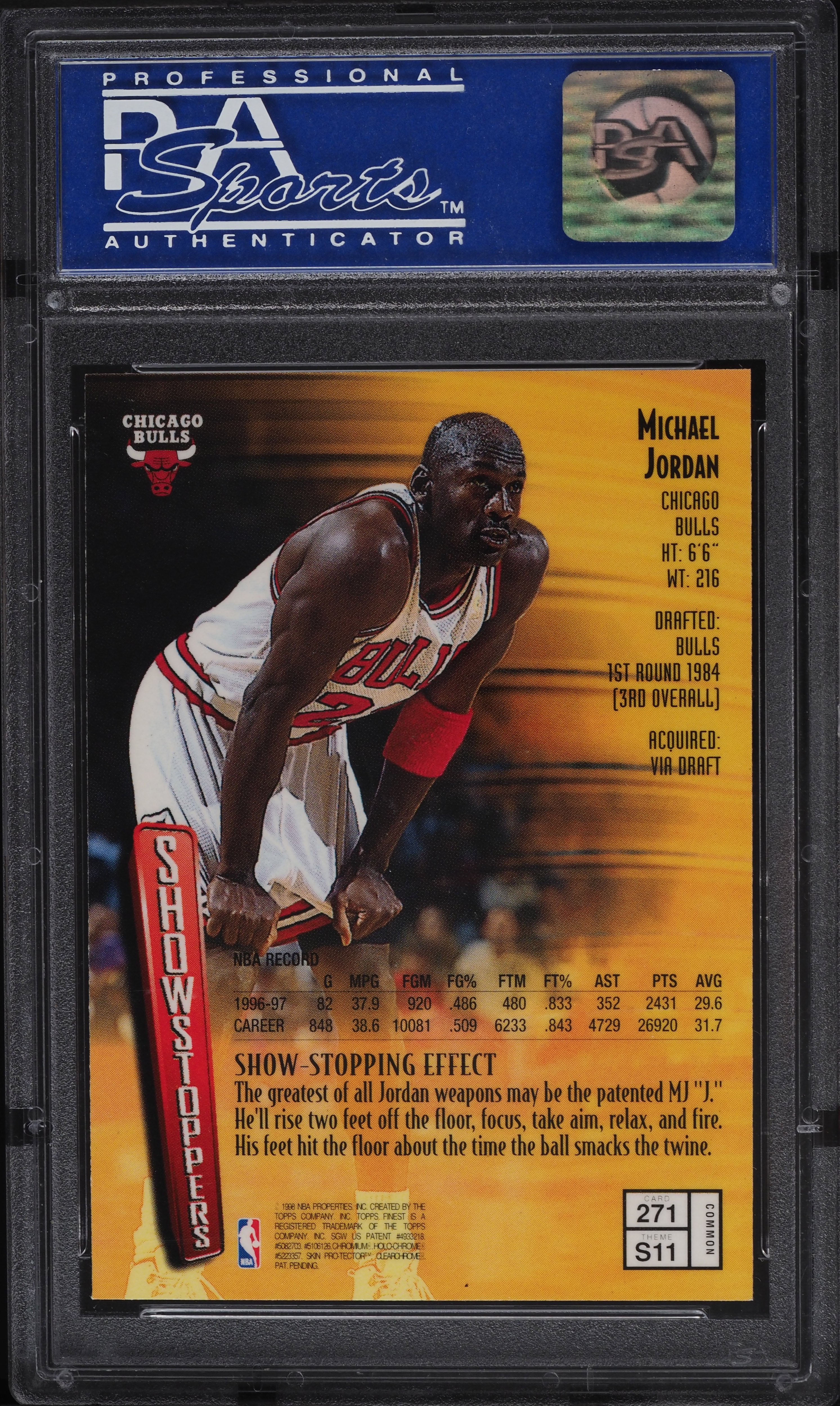 1997 Finest w/ Coating Michael Jordan #271 PSA 9 MINT on Fanatics