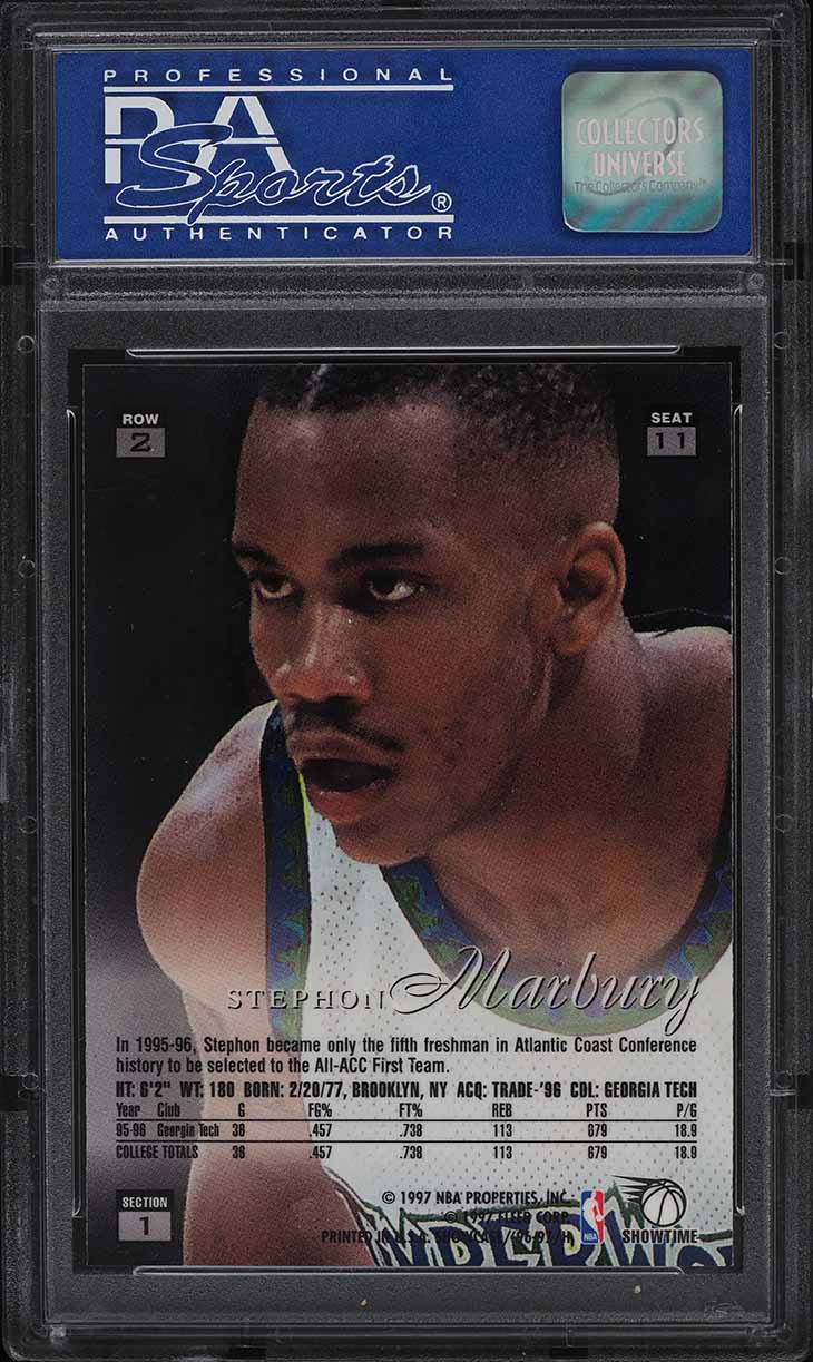 1996 Flair Showcase Row 2 Stephon Marbury ROOKIE #11 PSA 9 MINT on