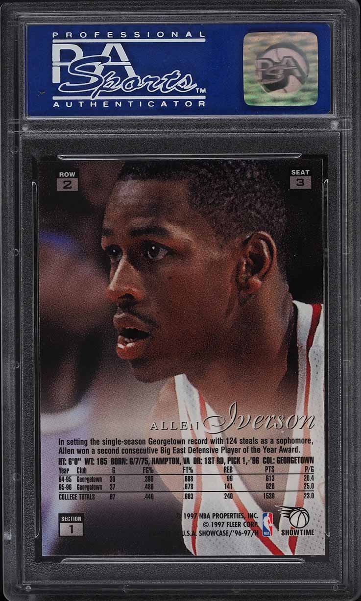 1996 Flair Showcase Row 2 Allen Iverson ROOKIE #3 PSA 9 MINT