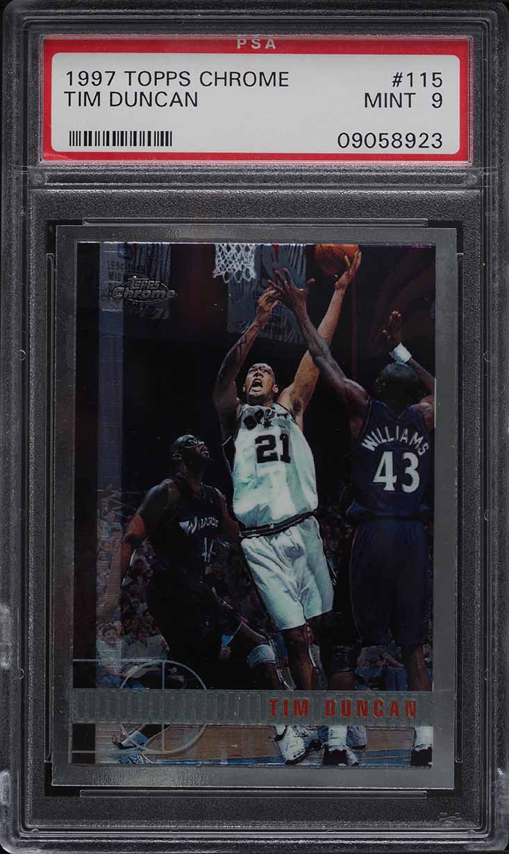 1997 Topps Chrome Tim Duncan ROOKIE #115 PSA 9 MINT