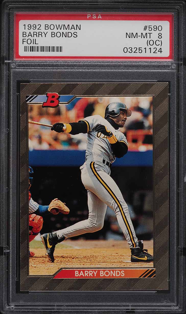 1992 Bowman Foil Barry Bonds #590 PSA 8(oc) NM-MT on Fanatics Collect