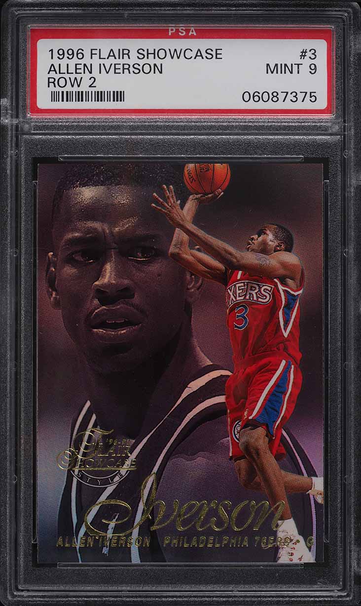 1996 Flair Showcase Row 2 Allen Iverson ROOKIE #3 PSA 9 MINT on