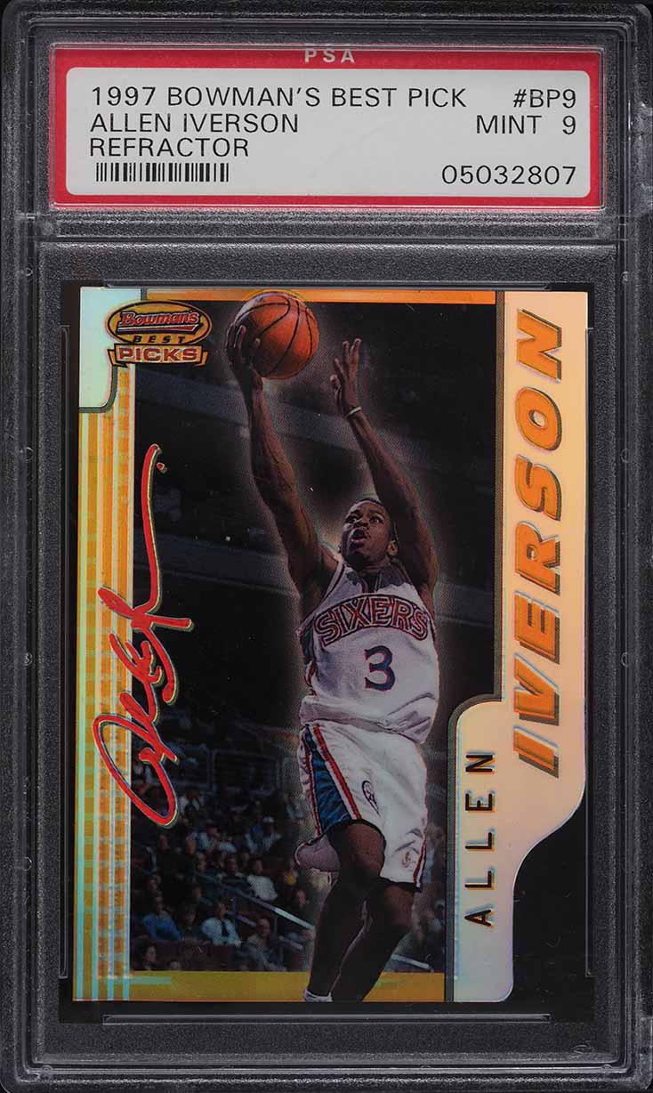 1996 Bowman's Best Picks Refractor Allen Iverson ROOKIE #BP9 PSA 9 MINT