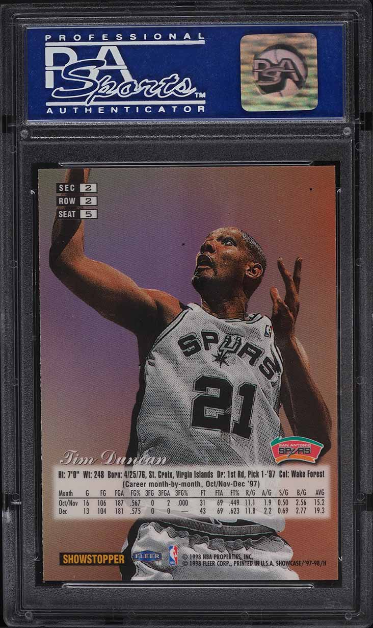1997 Flair Showcase Row 2 Tim Duncan #5 PSA 9 MINT