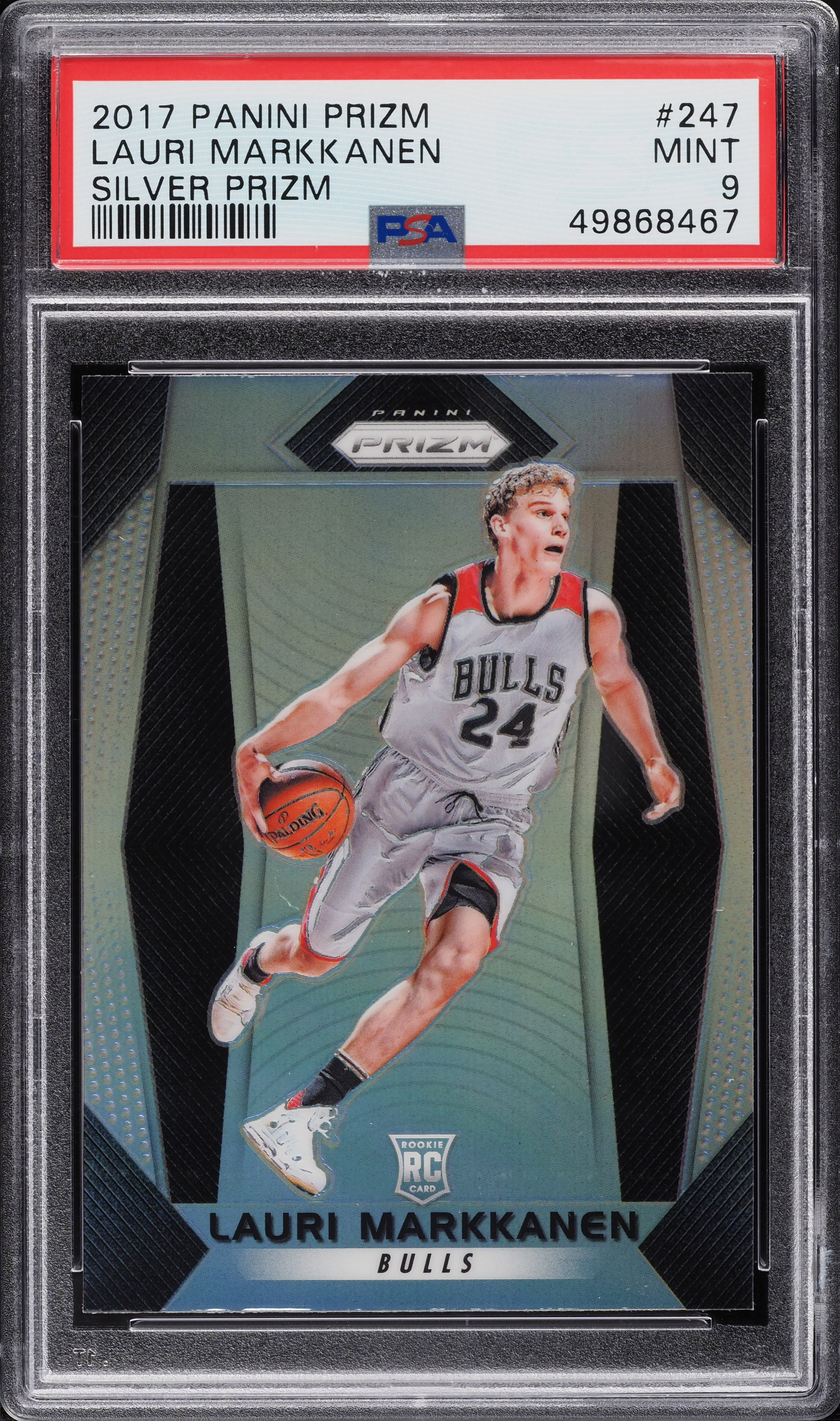 2017 Panini Prizm Silver Lauri Markkanen ROOKIE #247 PSA 9 MINT on