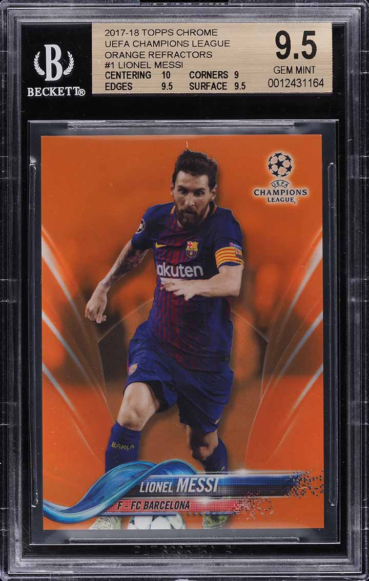 2017 Topps Chrome UEFA Orange Refractor Lionel Messi 1/25 #1 BGS 9.5 GEM MINT