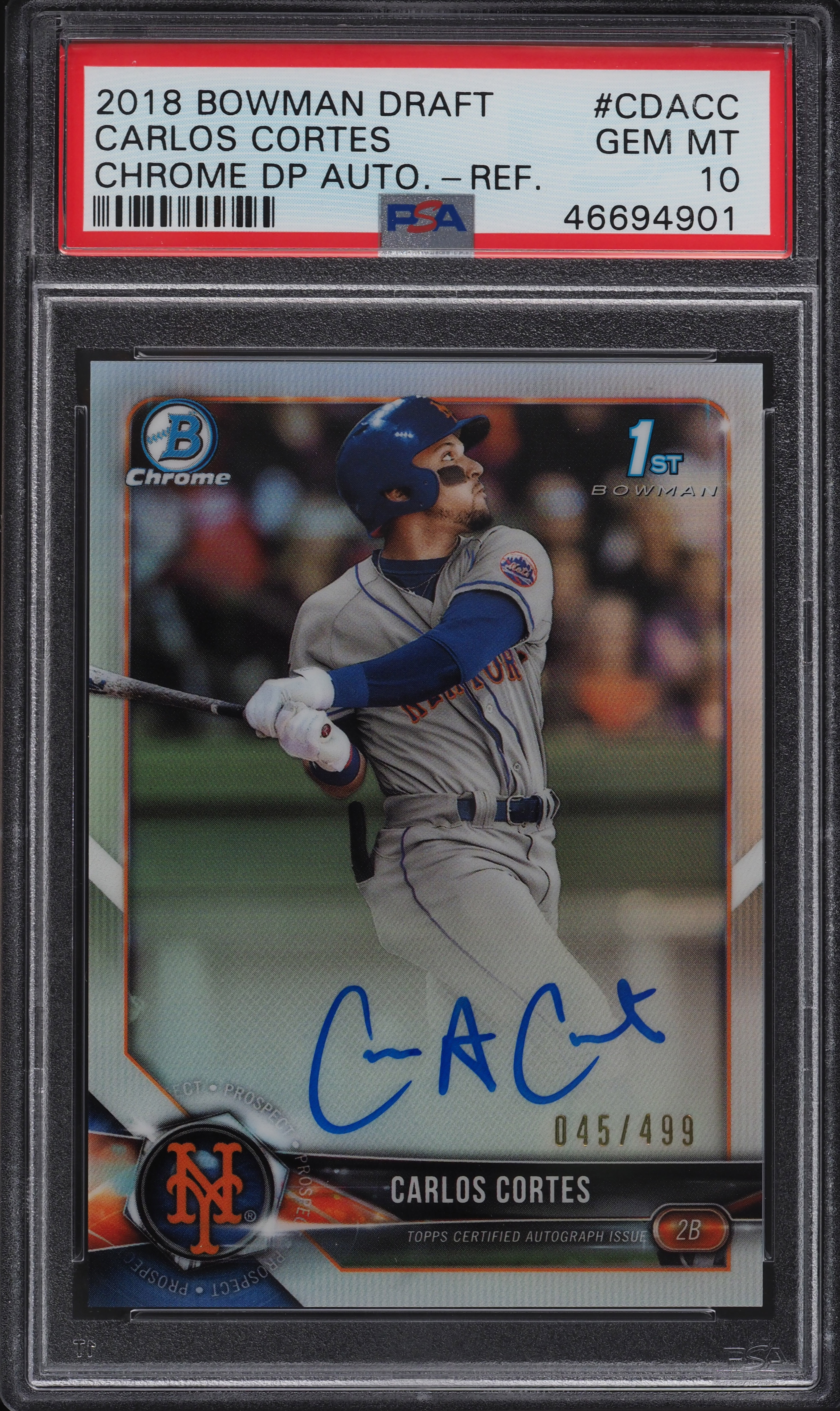 2018 Bowman Chrome Refractor Carlos Cortes ROOKIE AUTO /499 #CDA