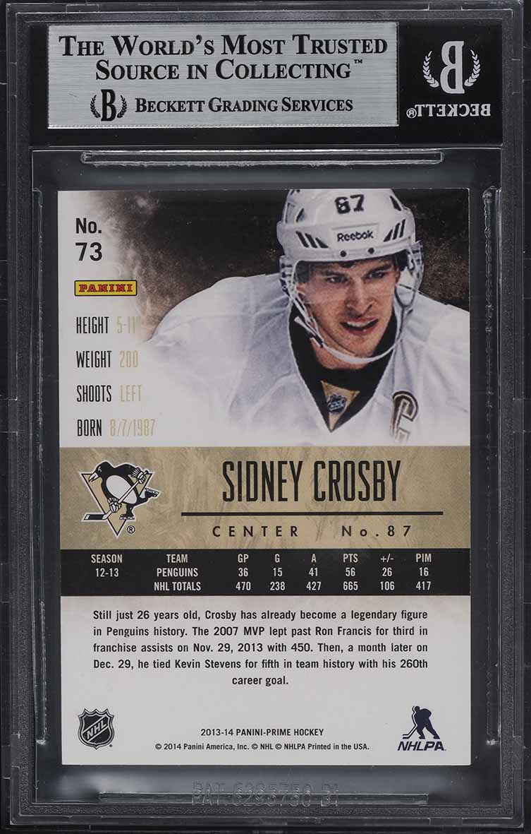 2013 Panini Prime Black Sidney Crosby 1/1 #73 BGS 8.5 NM-MT+