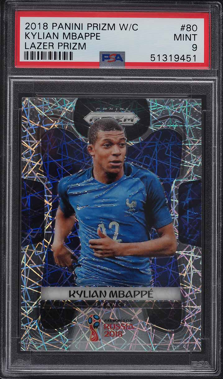 2018 Panini Prizm World Cup Lazer Kylian Mbappe ROOKIE #80 PSA 9 MINT
