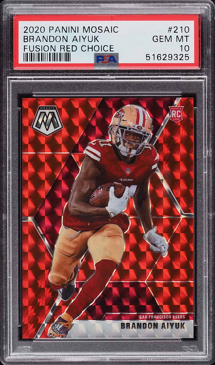 2020 Panini Mosaic Fusion Red Choice Brandon Aiyuk ROOKIE /80 #210 PSA 10 GEM