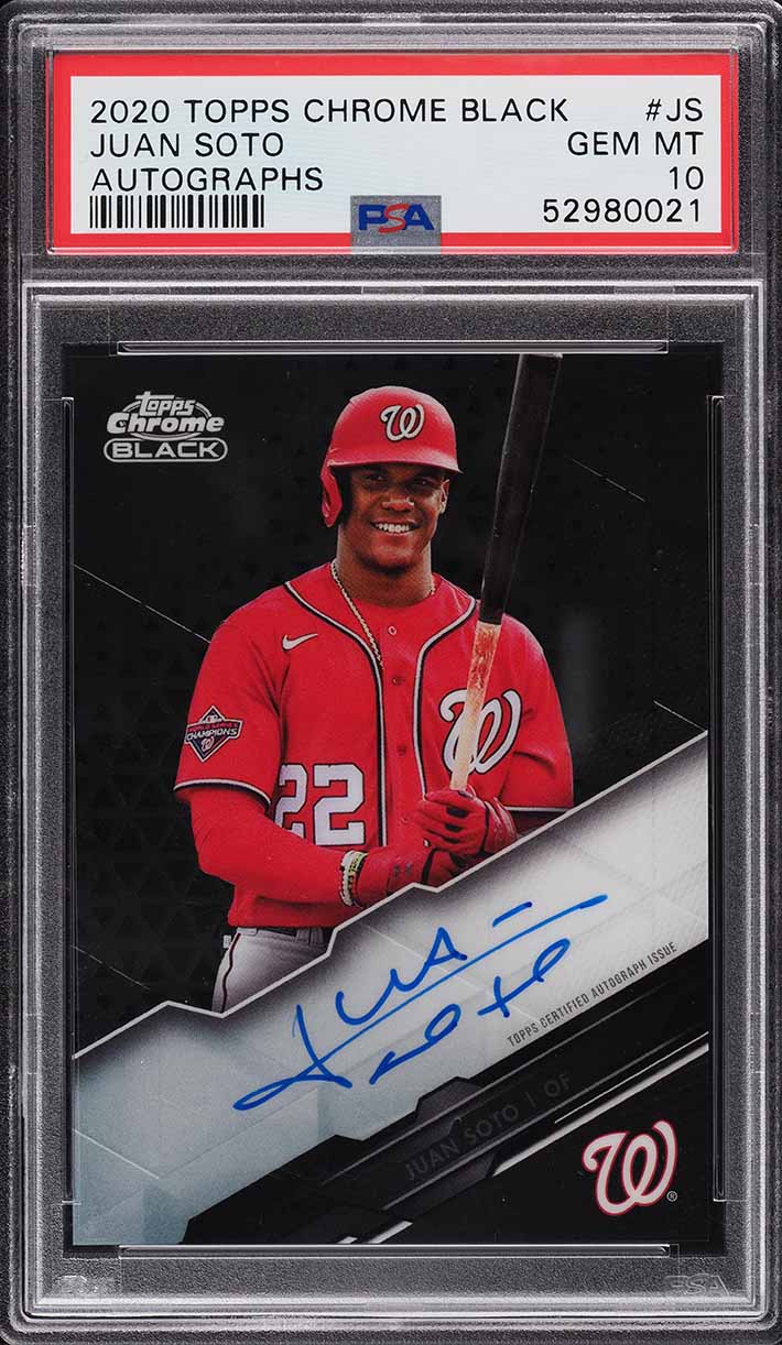 2020 Topps Chrome Black Juan Soto AUTO #JS PSA 10 GEM MINT on