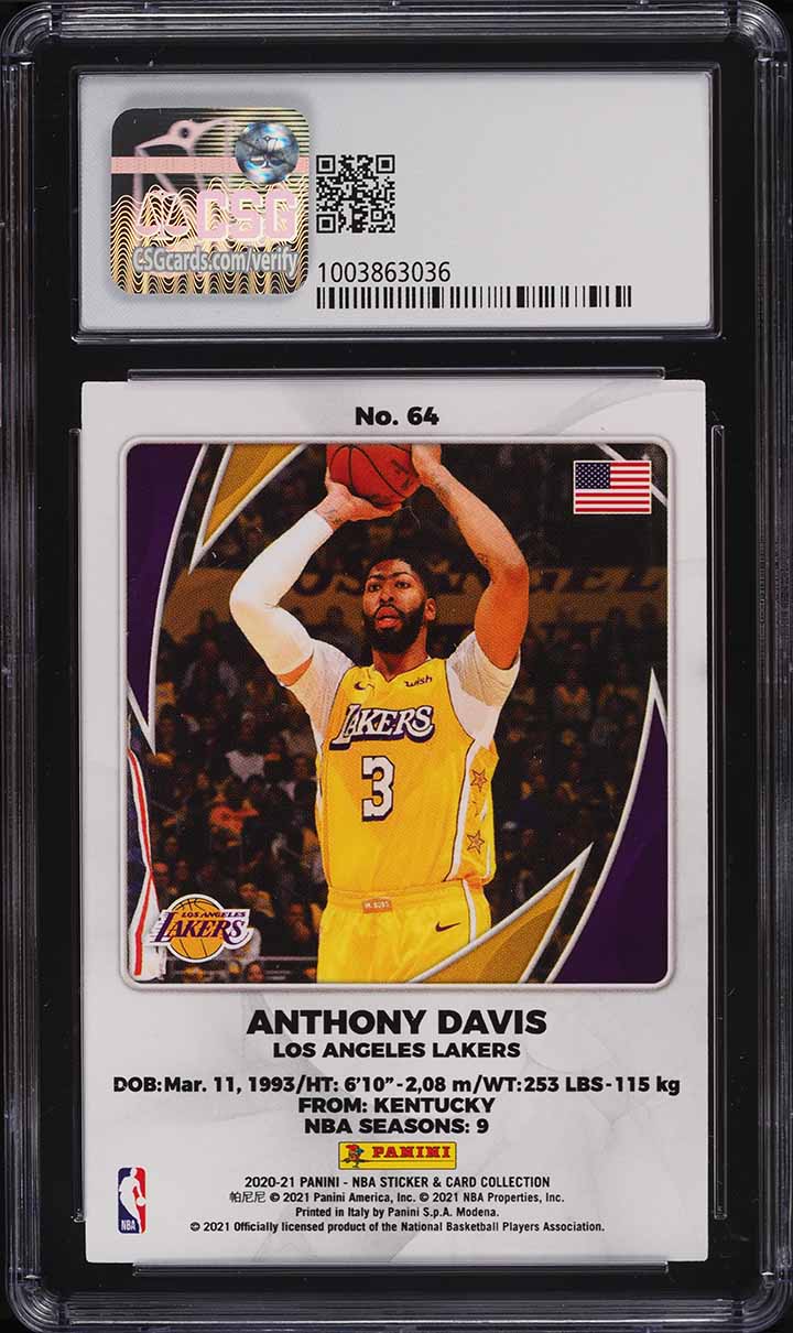 2020 Panini Sticker Collection Anthony Davis #C64 CSG 9.5 GEM MINT