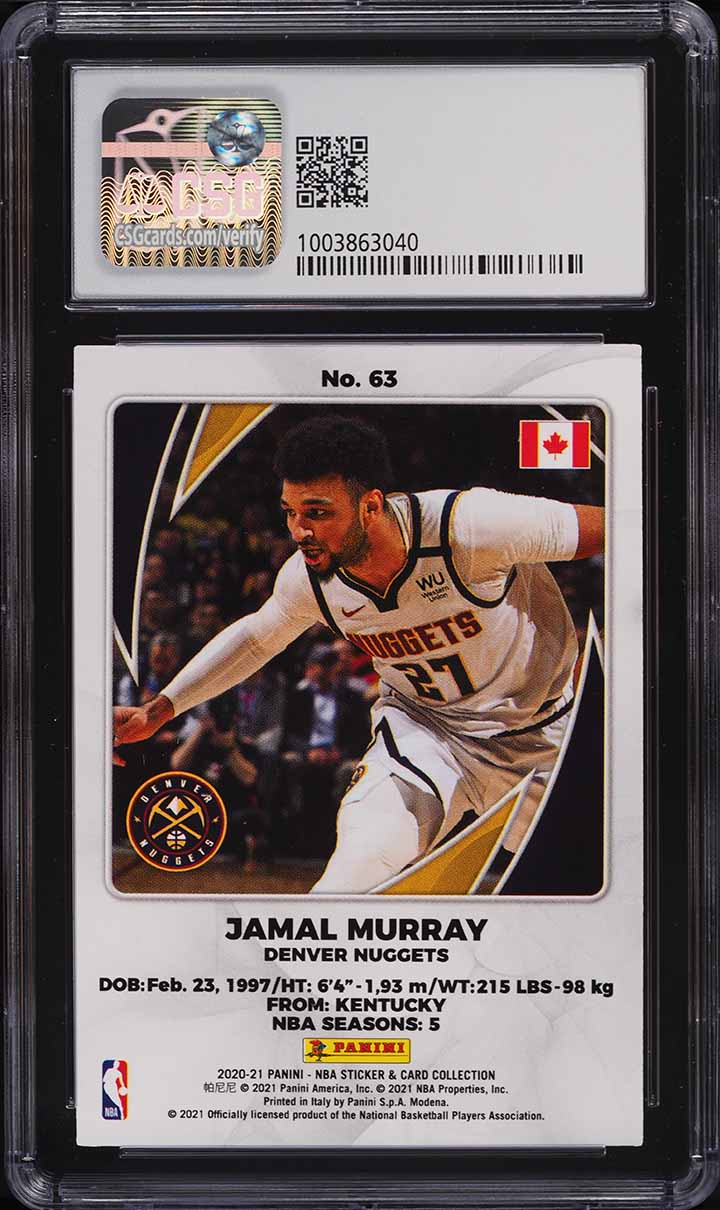 2020 Panini Sticker Collection Jamal Murray #C63 CSG 8.5 NM-MT+