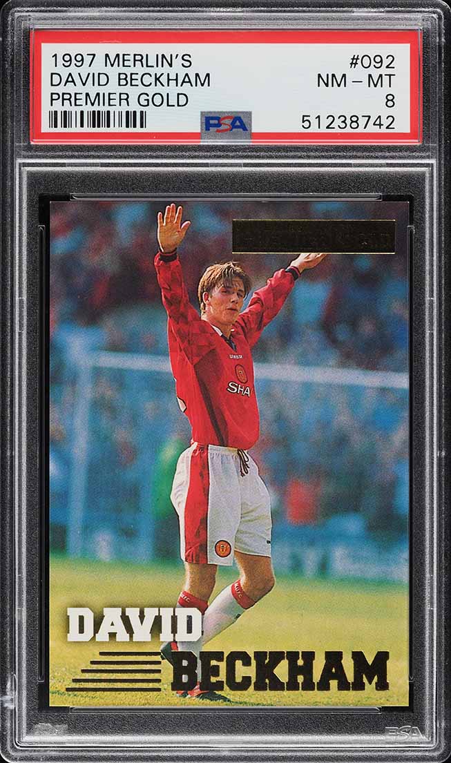 1997 Merlin's Premier Gold David Beckham ROOKIE #92 PSA 8 NM-MT on
