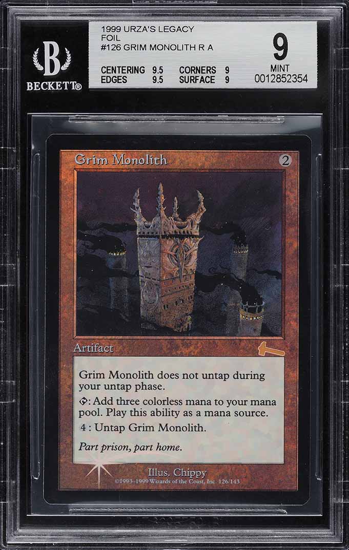 1999 Magic The Gathering MTG Urza's Legacy Foil Grim Monolith R A #126 BGS 9