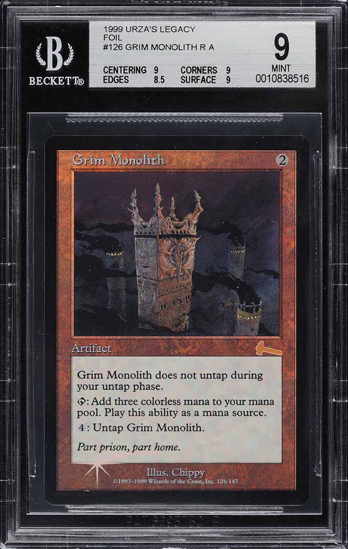 1999 Magic The Gathering MTG Urza's Legacy Foil Grim Monolith R A #126 BGS 9