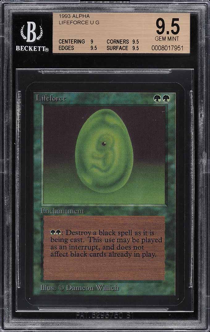 1993 Magic The Gathering MTG Alpha Lifeforce U G BGS 9.5 GEM MINT