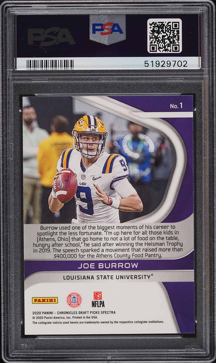 2020 Panini Chronicles Draft Spectra Joe Burrow ROOKIE #1 PSA 9 MINT