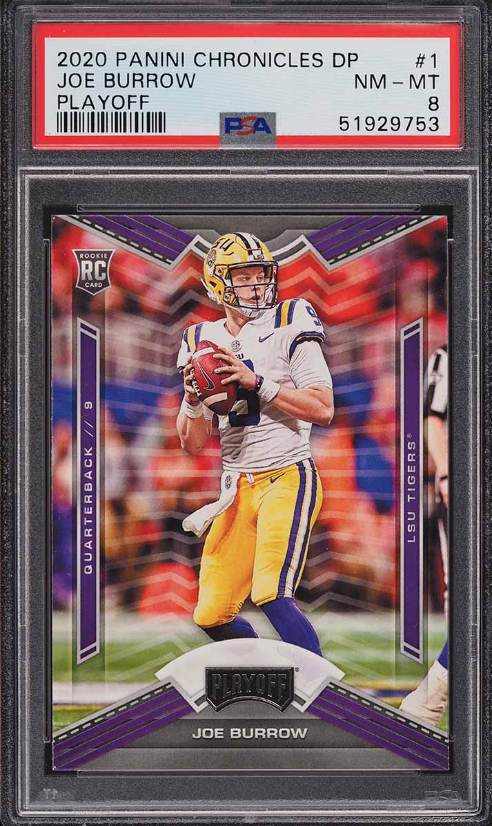 2020 Panini Chronicles Draft Picks Playoff Joe Burrow ROOKIE #1 PSA 8 NM-MT