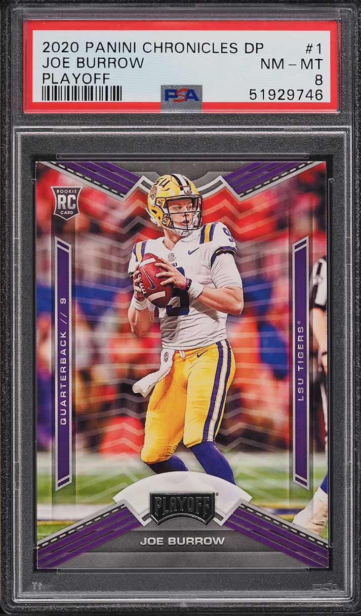 2020 Panini Chronicles Draft Picks Playoff Joe Burrow ROOKIE #1 PSA 8 NM-MT