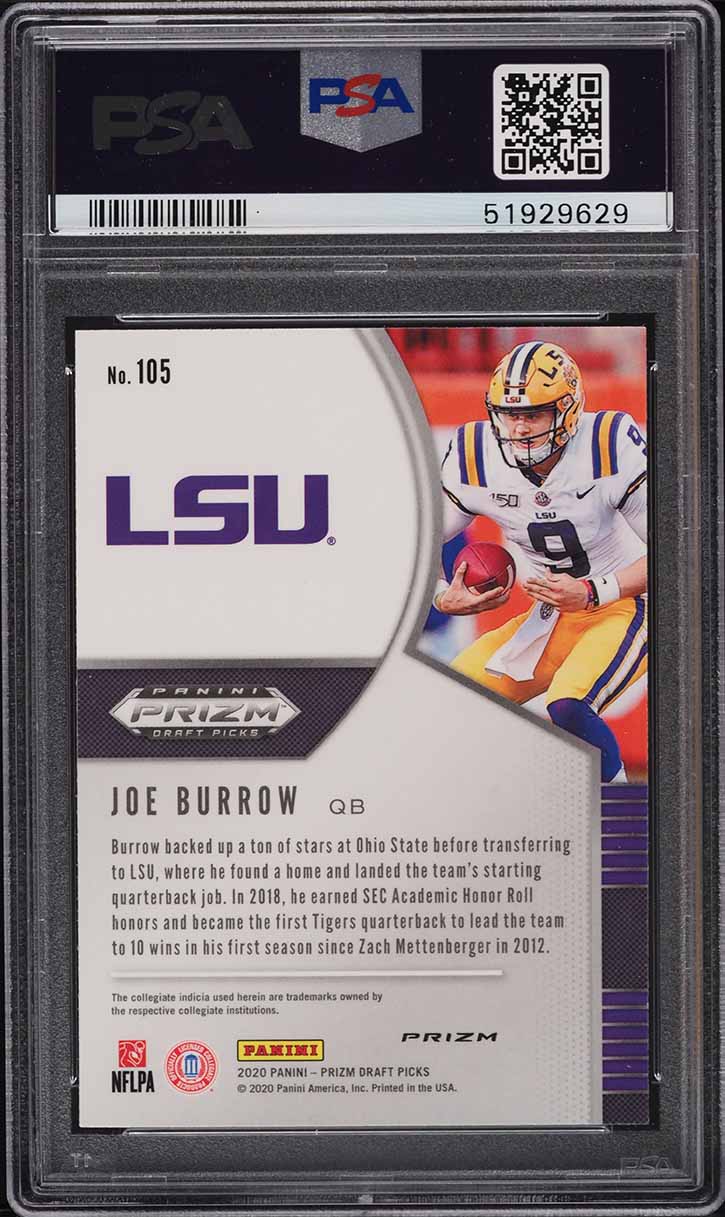 2020 Panini Prizm Draft Pink Pulsar Prizms Joe Burrow ROOKIE #105 PSA 9 MINT