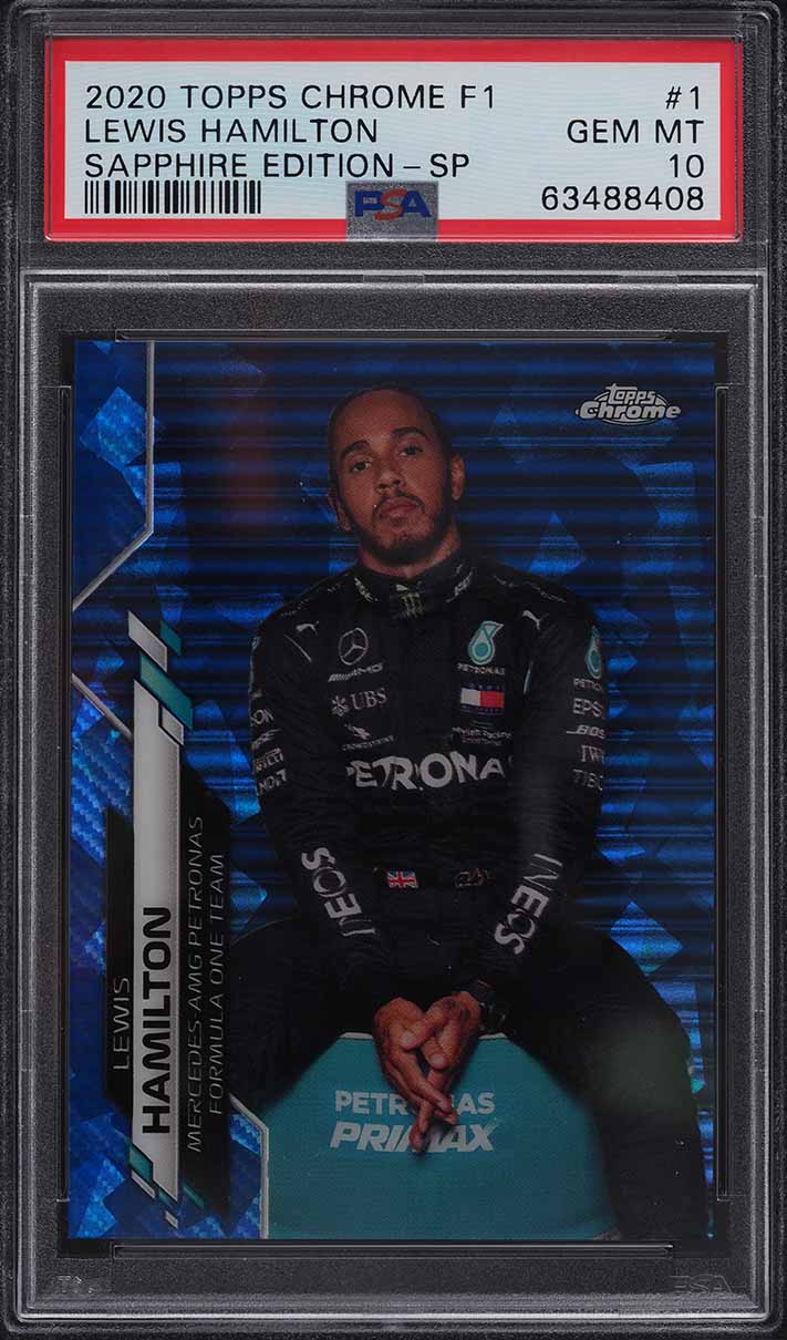 2020 Topps Chrome Formula 1 Sapphire Edition Lewis Hamilton SP #1 PSA 10 GEM