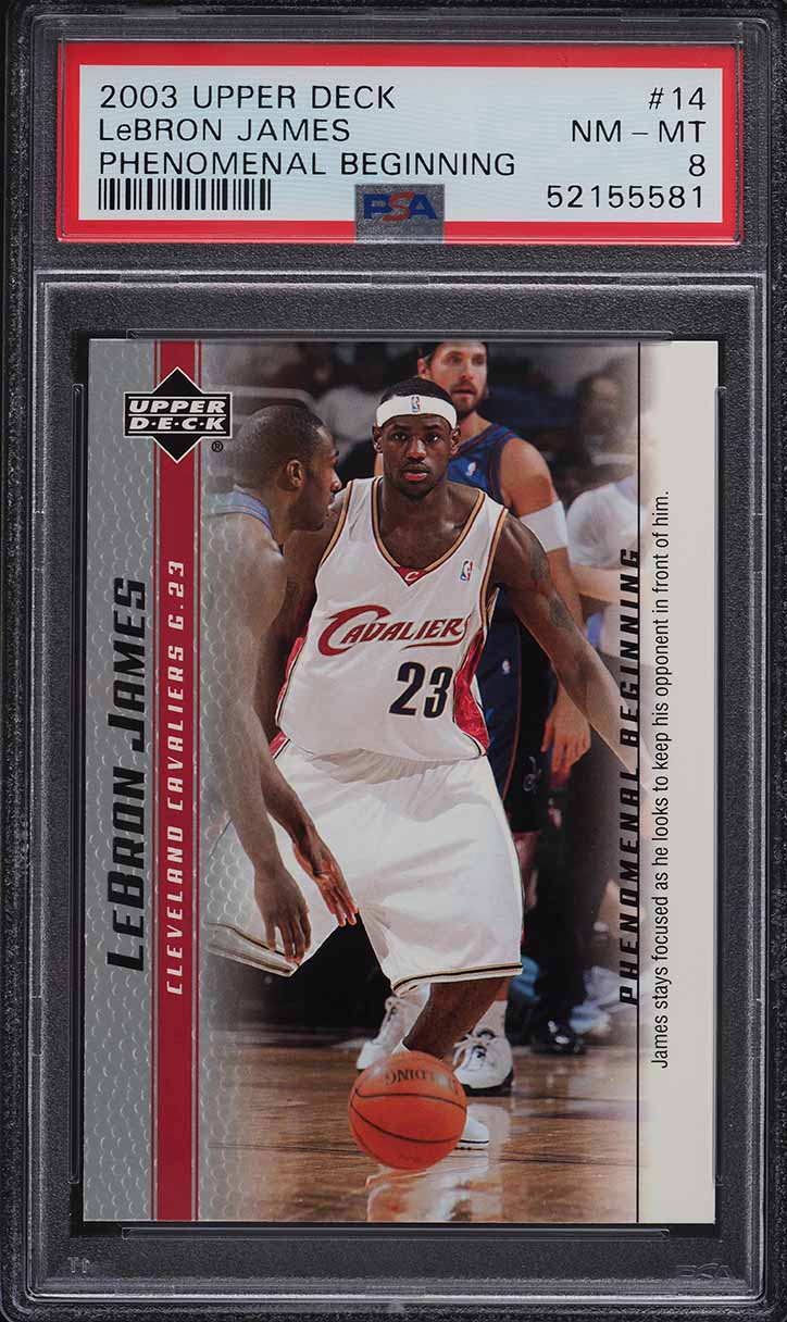 2003 Upper Deck Phenomenal Beginning LeBron James ROOKIE #14 PSA 8 NM-MT