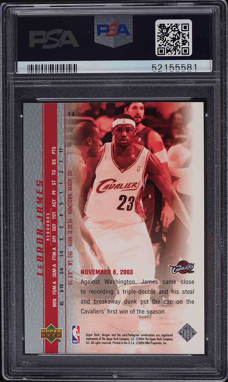 2003 Upper Deck Phenomenal Beginning LeBron James ROOKIE #14 PSA 8 NM-MT