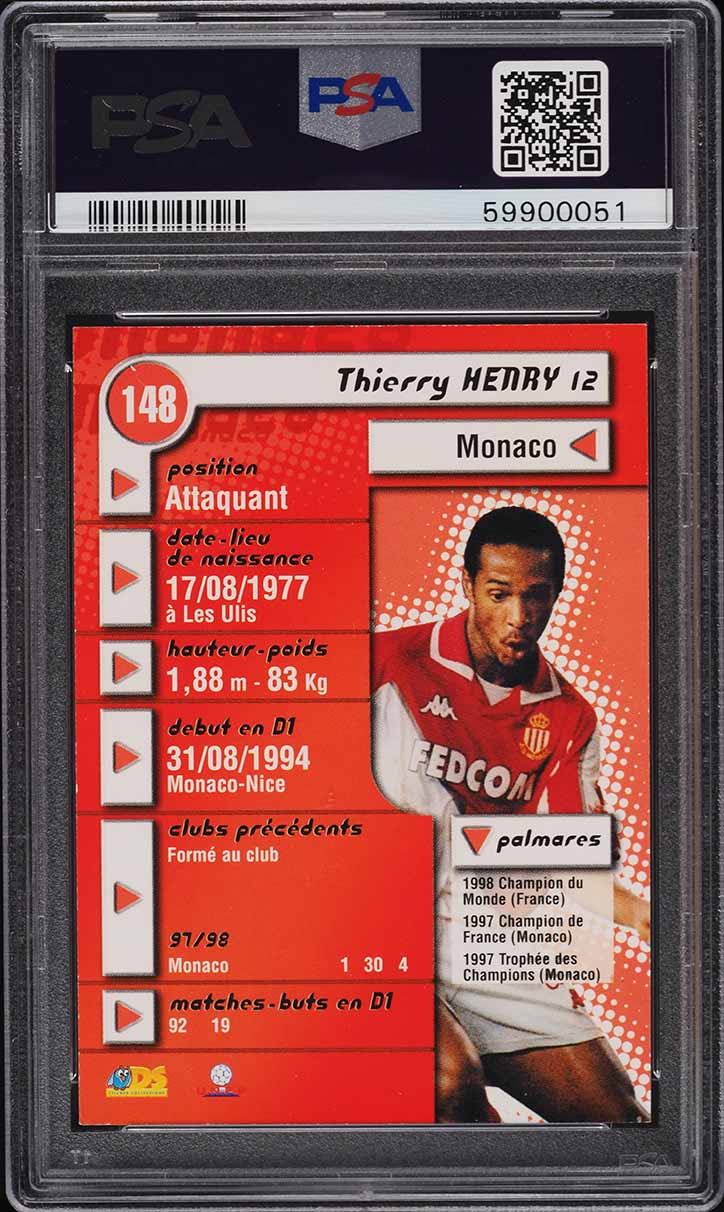 1998 DS France Foot Thierry Henry ROOKIE #148 PSA 7 NRMT