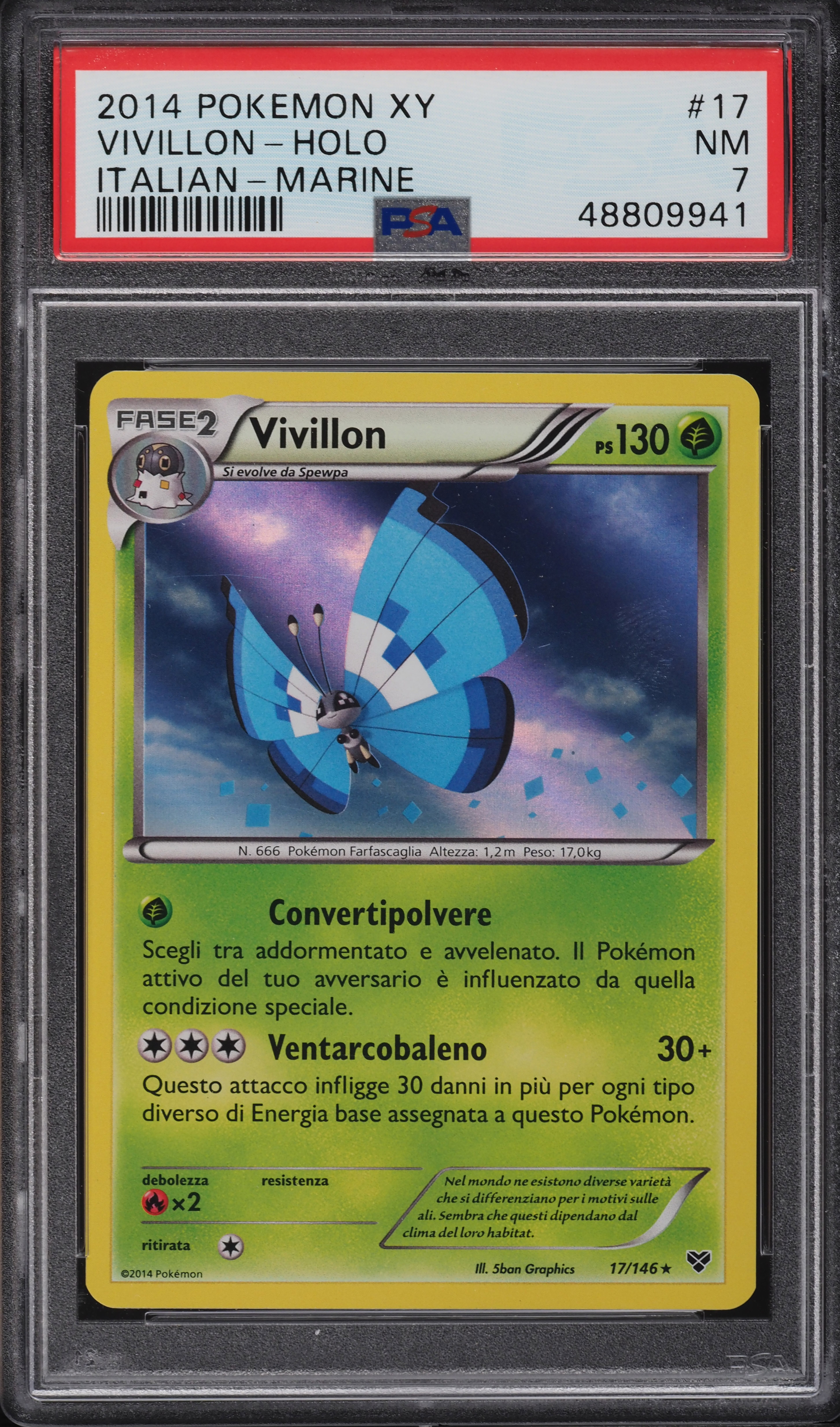 2014 Pokemon Italian XY Marine Holo Vivillon #17 PSA 7 NRMT on