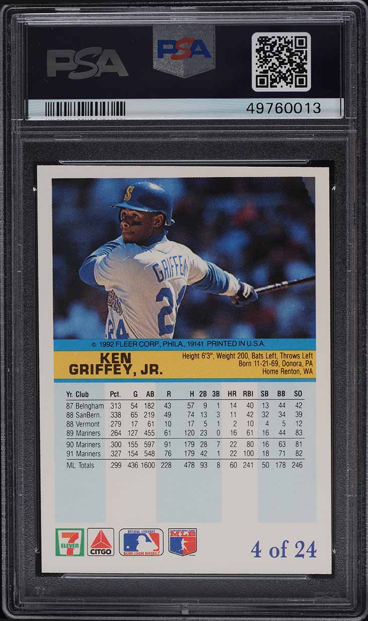 1992 Fleer 7-Eleven Citgo Ken Griffey Jr. #4 PSA 8 NM-MT