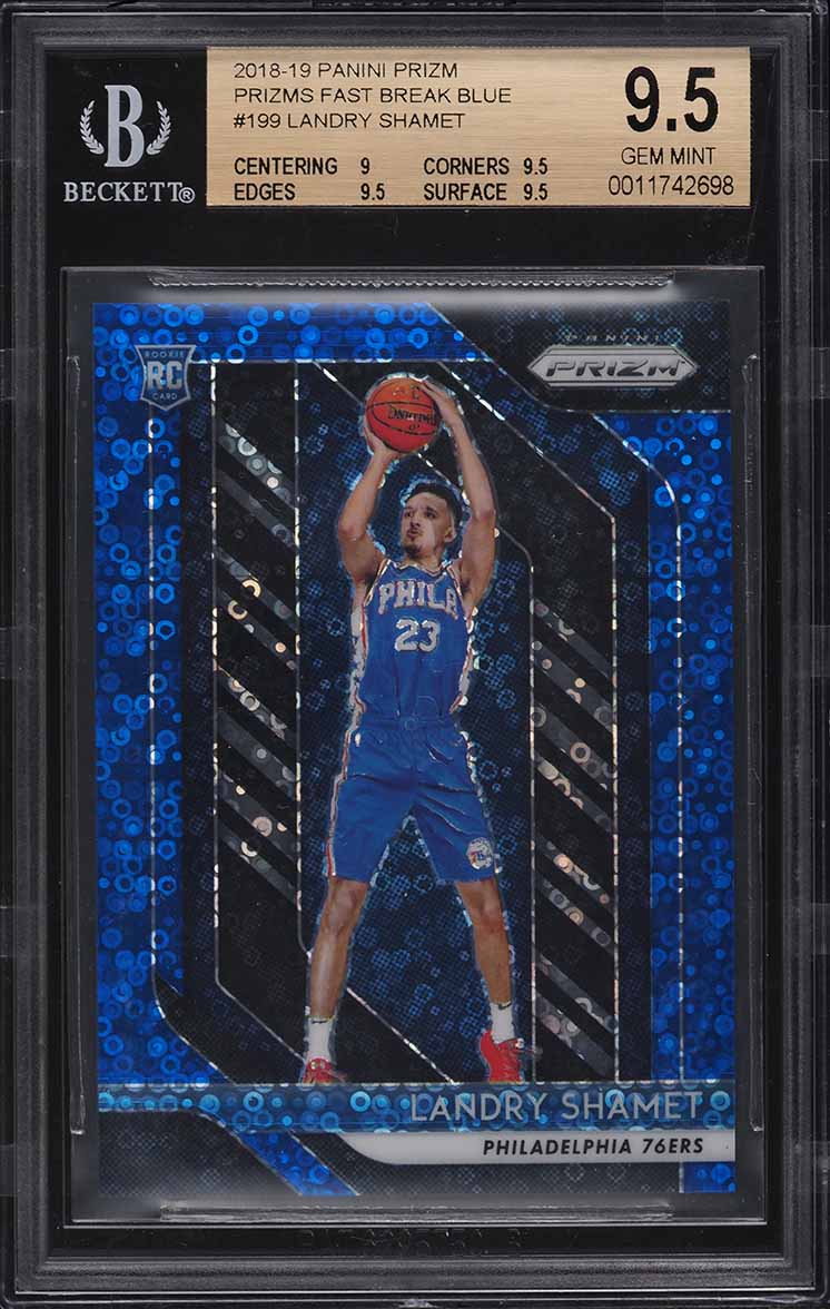 2018 Panini Prizm Fast Break Blue Prizms Landry Shamet ROOKIE /175 #199 BGS 9.5