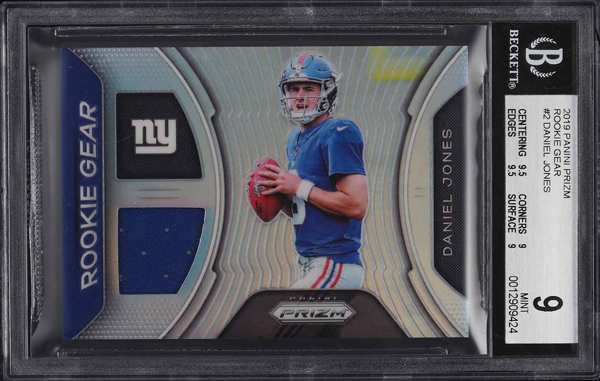 2019 Panini Prizm Gear Silver Daniel Jones ROOKIE RC PATCH #2 BGS 9 MINT