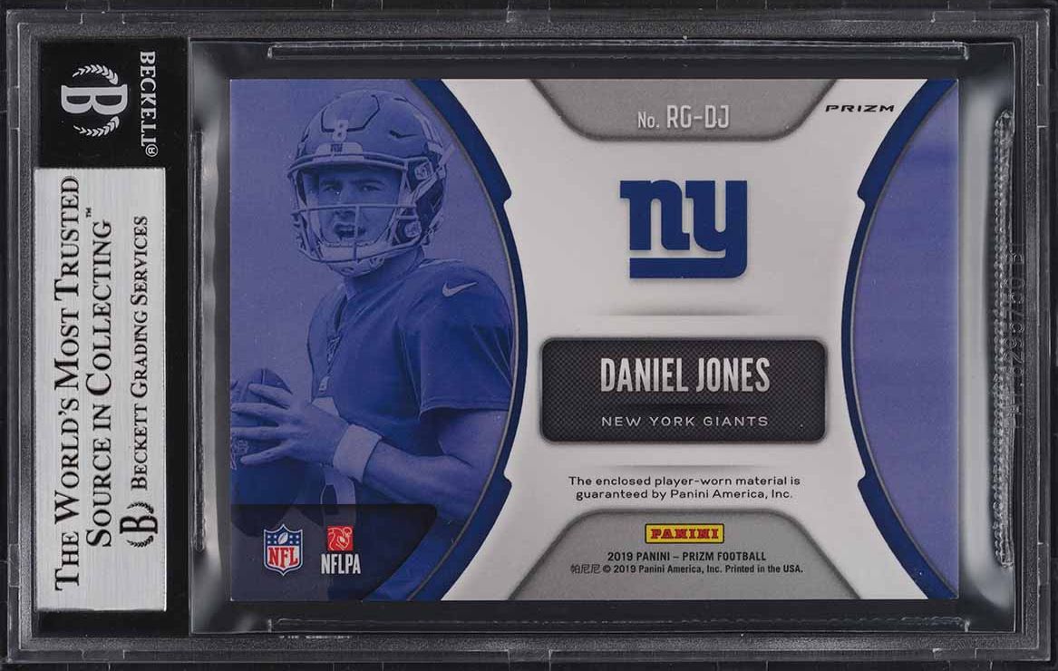 2019 Panini Prizm Gear Silver Daniel Jones ROOKIE RC PATCH #2 BGS 9 MINT