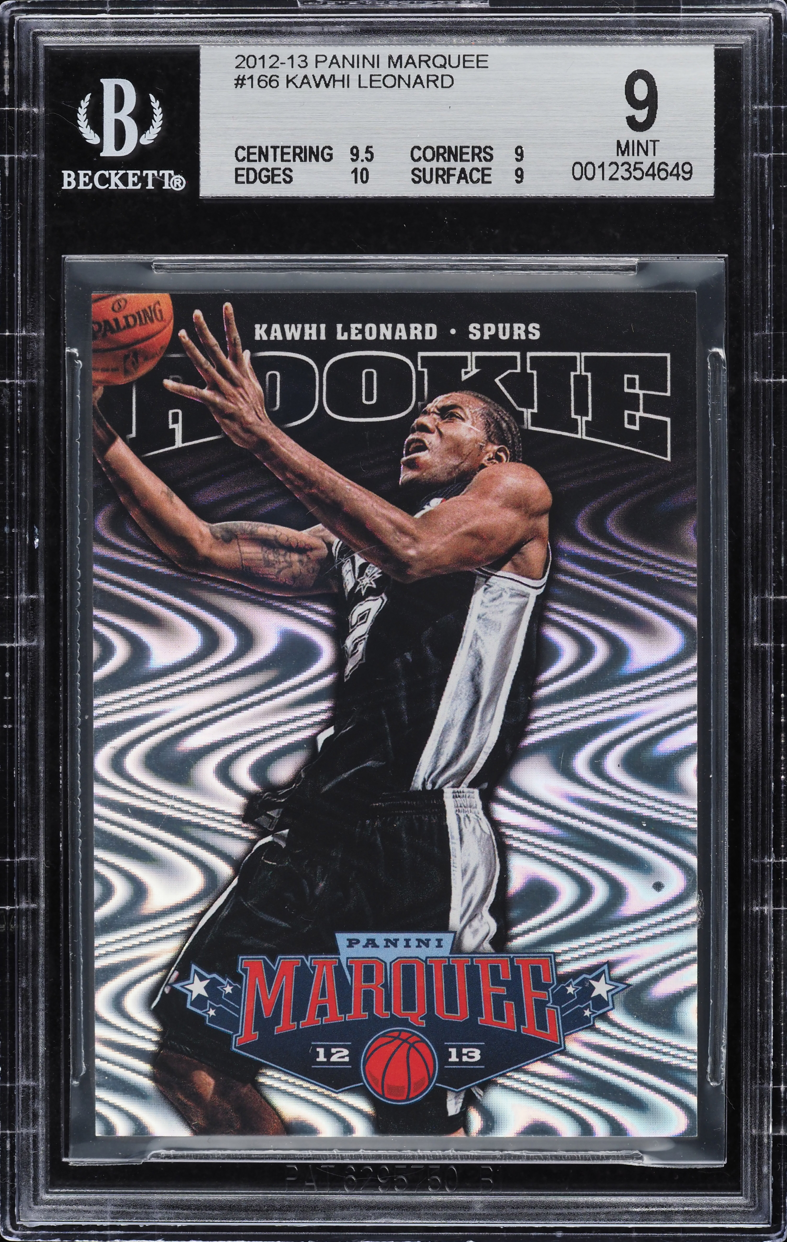 2012 Panini Marquee Kawhi Leonard ROOKIE RC #166 BGS 9 MINT on