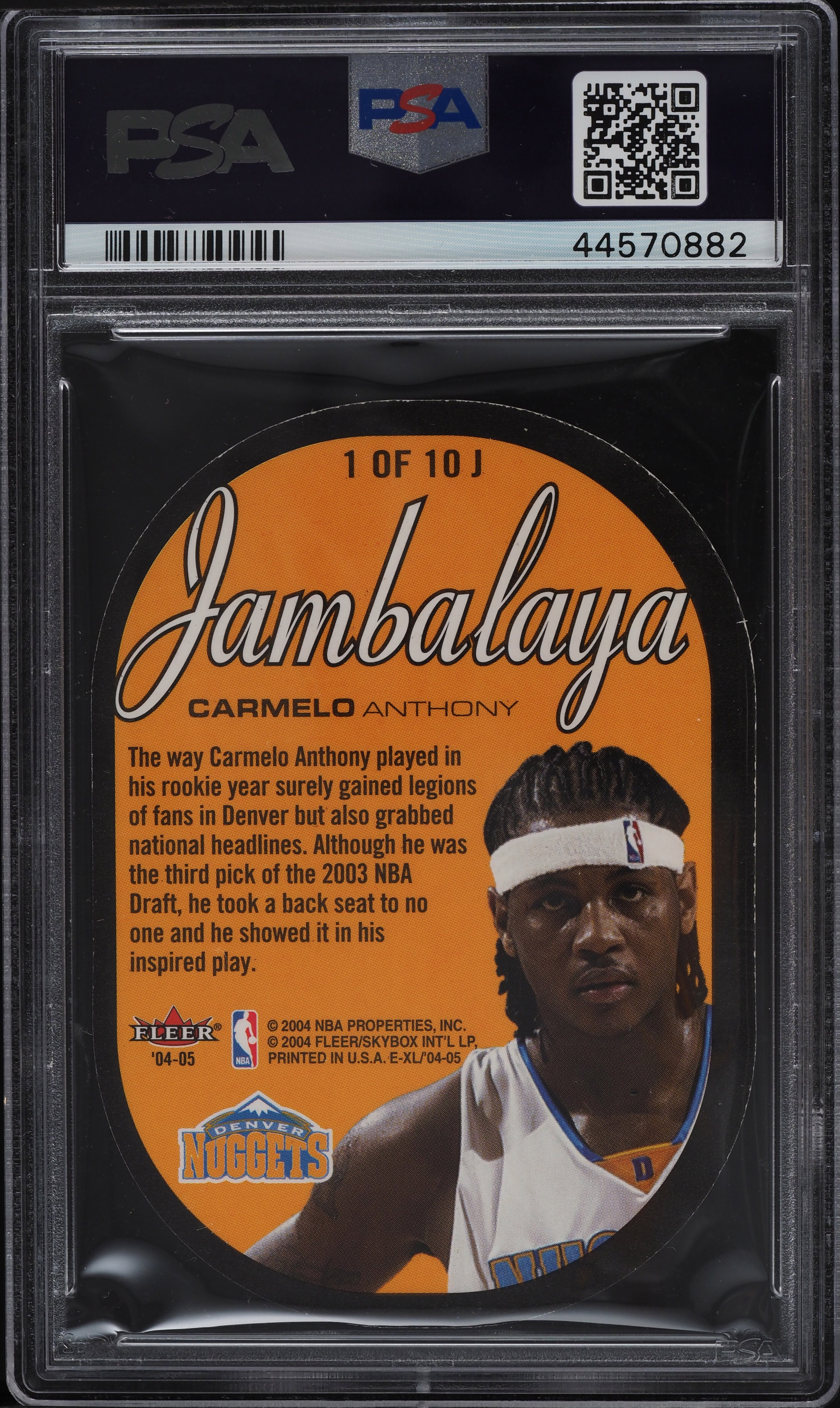 2004 SkyBox E-XL Jambalaya XL Die-Cut Carmelo Anthony #1 PSA 9