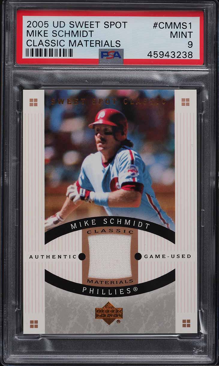 2005 Upper Deck Sweet Spot Classic Materials Mike Schmidt PATCH #CM-MS1 PSA 9