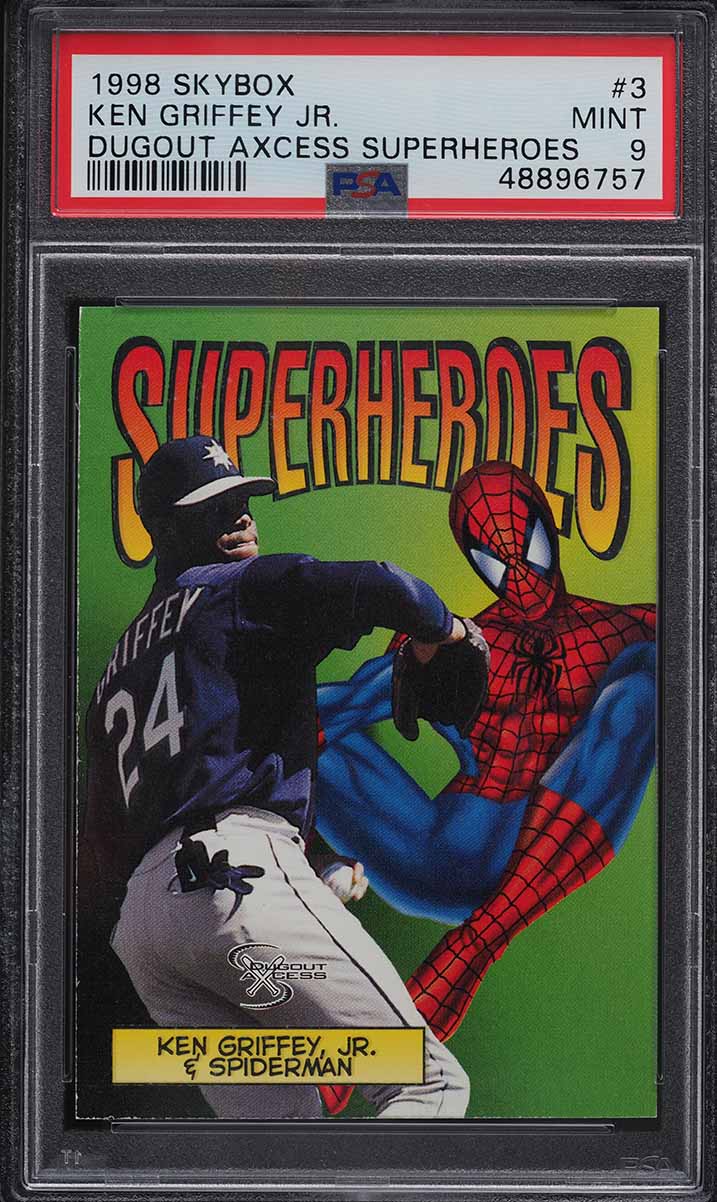 1998 Skybox Dugout Axcess Superheroes Ken Griffey Jr. #3 PSA 9