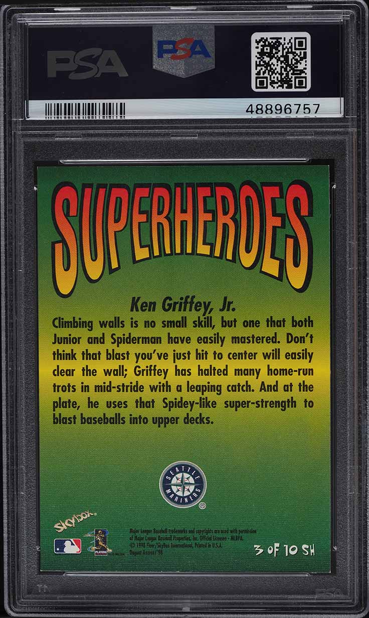 1998 Skybox Dugout Axcess Superheroes Ken Griffey Jr. #3 PSA 9