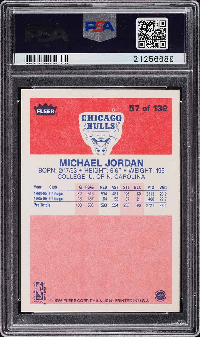 1986 Fleer Basketball Michael Jordan ROOKIE #57 PSA 9 MINT