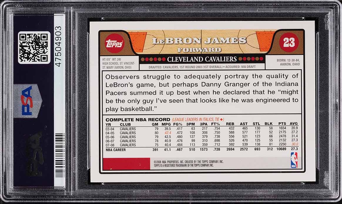 2008 Topps Basketball LeBron James #23 PSA 10 GEM MINT
