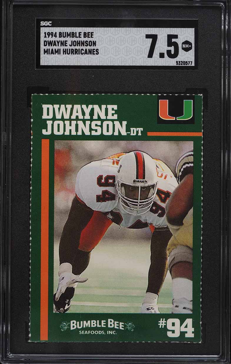 1994 Miami Bumble Bee Dwayne 'The Rock' Johnson ROOKIE #8 SGC 7.5 NRMT+