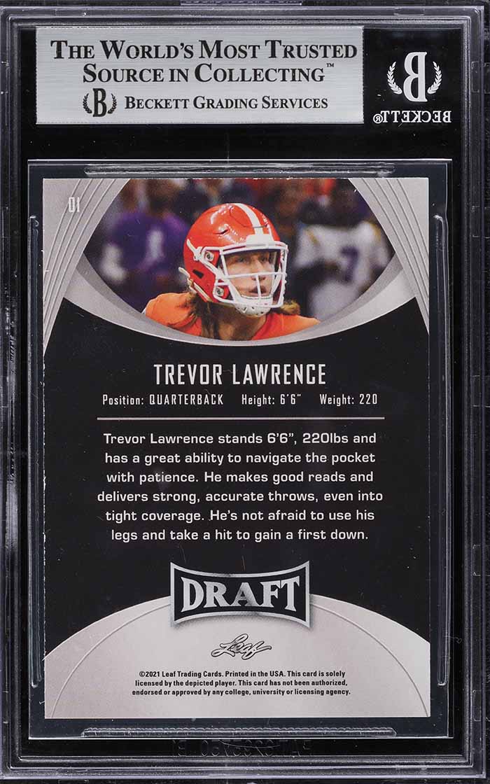 2021 Leaf Draft Trevor Lawrence ROOKIE #1 BGS 8.5 NM-MT+