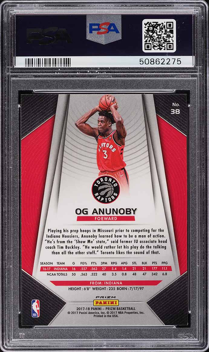 2017 Panini Prizm Silver Prizms OG Anunoby ROOKIE #38 PSA 9 MINT