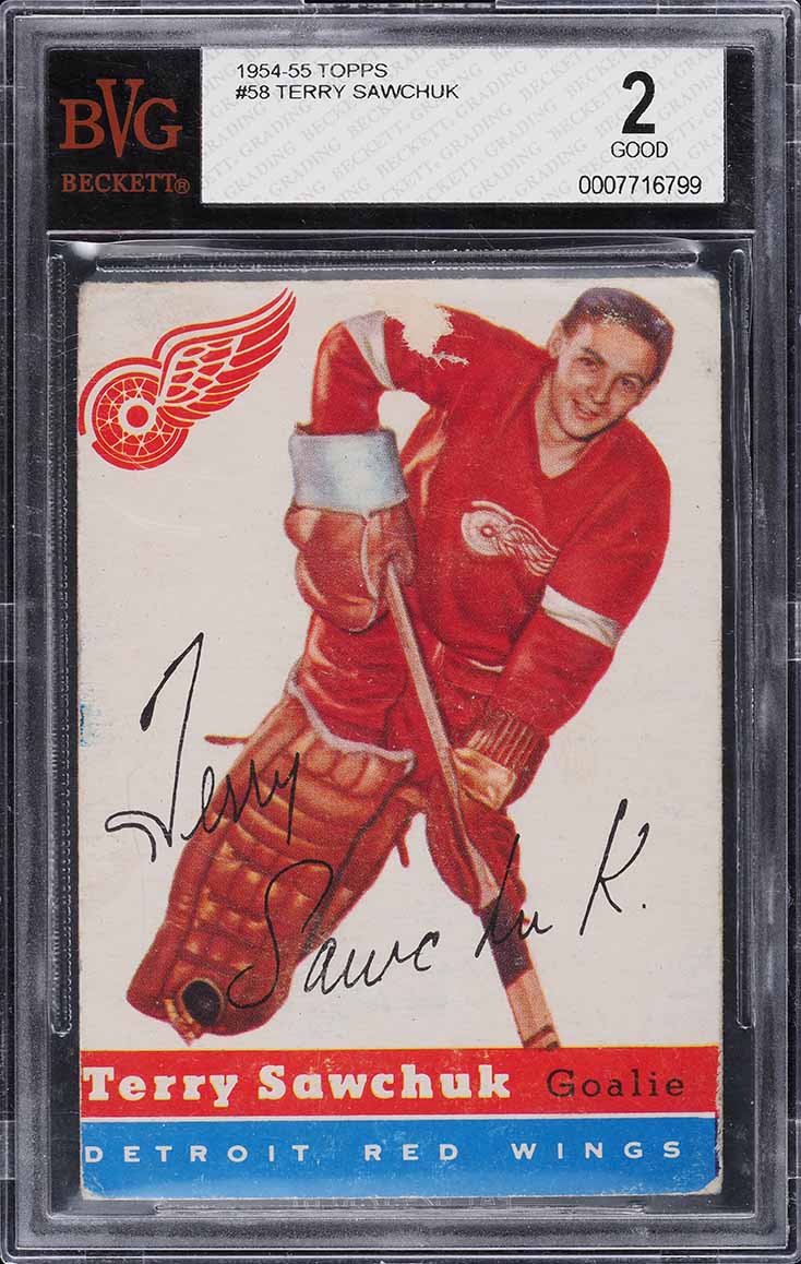 1954 Topps Hockey Terry Sawchuk #58 BVG 2 GD